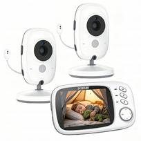 Vaizdo kūdikio stebėjimo kamera su 2 kameromis, 3.2" LCD ekranu, VOX ir temperatūros jutikliu