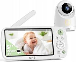 Vaizdo kūdikių stebėjimo kamera GHB, 5" HD, 1080P, 4000mAh, VOX, 4x priartinimas, 300 m