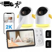 Vaizdo kūdikių stebimo kamera su 2 WiFi sukiojamomis kameromis, 2K 3MP, 5.0" LCD, 4x priartinimas
