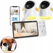 Vaizdo kūdikio monitorius su 2 WiFi kameromis, 2K raiška, 5" LCD ekranu ir pasukama stebėjimo funkcija