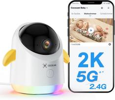 Kūdikių stebėjimo kamera su WiFi, 2.4/5G, 2K raiška, AI funkcija ir spalvota lempute
