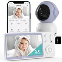 Vaizdo kūdikio stebėjimo kamera su WiFi, FHD 2K, 3MP, 4x priartinimas, 5" LCD, 64GB
