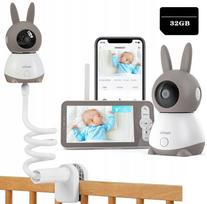 Vaizdo kūdikio stebėjimo kamera su WiFi, 5" LCD ekranu ir 32GB atmintimi, 2K raiška
