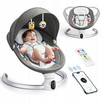 Elektrinis kūdikių gultukas, valdymas programėle, 5 taškų diržai, 0–9 kg
