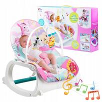 Reguliuojama 3in1 rožinė ROCKER LOUNGER supama kėdutė su garsu