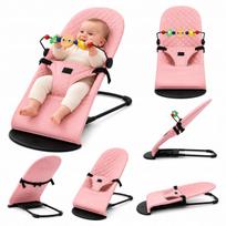 Kūdikio supamasis gultukas rožinis su žaislų lankeliu ir galvos juostele