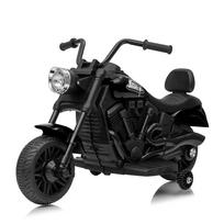 Vaikiškas elektrinis motociklas 6V su šoniniais ratukais, muzika, šviesomis, juodas