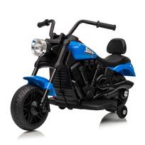 Vaikiškas elektrinis motociklas 6V su pagalbiniais ratukais, šviesomis ir muzika, mėlynas