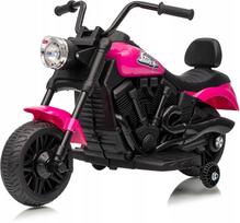 Vaikiškas elektrinis motociklas, 6 V, su šviesomis ir muzika, magenta spalvos