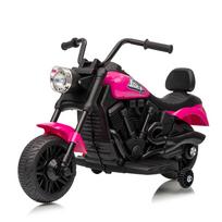 Vaikiškas elektrinis motociklas 6V su papildomais ratais, muzika ir šviesomis, rožinis
