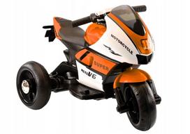 Vaikiškas triratukas-motociklas su LED žibintais ir MP3, oranžinis