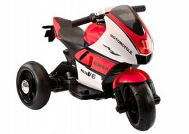 Vaikiškas triratis motociklas su LED ir MP3, raudonas, 93x53x62 cm