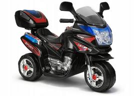 Vaikiškas elektrinis motociklas su LED žibintais, juodas