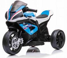 Vaikiškas elektrinis triratis motociklas BMW HP4 su dirbtinės odos sėdyne, 2 varikliai