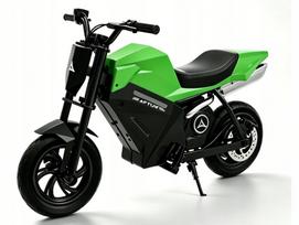 Vaikiškas elektrinis motociklas, 250W, 16 km/h, 4Ah, 12,5" LED ratai, žalias