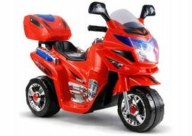 Vaikiškas raudonas motociklas, tinkantis 6V baterijai