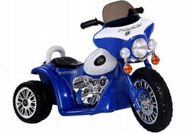 Vaikiškas policijos motociklas su akumuliatoriumi ir LED, mėlynas