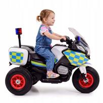 Policijos motociklas su mėlyna švyturėliu, pripučiamais ratais, garsais, dviem varikliais, PILOT A608