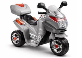 Vaikiškas sidabrinis elektrinis motociklas, 6V, su gelio akumuliatoriumi