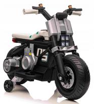 Vaikiškas elektrinis motociklas su šviesomis ir garsais, baltas