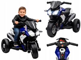 Vaikiškas elektrinis motociklas 6V, su šviesomis ir garsais, mėlynas, 3 km/val.