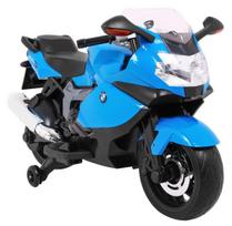 Vaikiškas elektrinis motociklas BMW K1300S 12V su LED, garsiakalbiu ir šoniniais ratukais