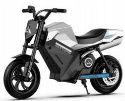 Vaikiškas elektrinis motociklas 250W, 16 km/h, 4Ah, 12,5" LED ratai, sidabrinis