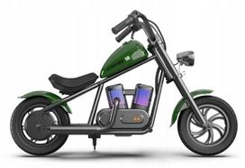 Elektrinis motociklas Hyper GoGo Cruiser 12 Plus, žalias, iki 65 kg, 16 km/h, su dūmų efektu