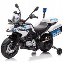 Vaikiškas policijos motociklas 12V, dviem varikliais, LED žibintais, EVA ratais
