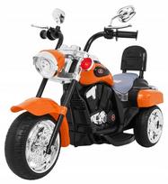 Vaikiškas motociklas NightBike Chopper, oranžinis, 6V, LED, su garsu, iki 30 kg