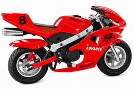 Mini kišeninis motociklas Mini Chaser 49cc, raudonas