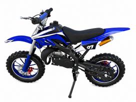 Vaikiškas mini krosinis motociklas 49cc, 10 colių ratai, mėlynas