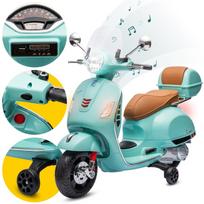Vaikiškas elektrinis paspirtukas Vespa su bagažine, turkio spalvos, MAXI