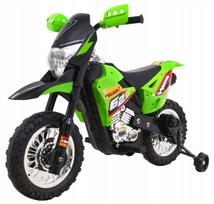Vaikiškas elektrinis motociklas su papildomais ratukais, LED ir garsais