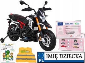 Vaikiškas sportinis motociklas APRILIA, 2 varikliai, su baterija