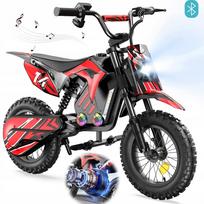 Vaikiškas elektrinis mini krosinis motociklas 500 W, dideli ratai, LED, Bluetooth, 5–14 metų