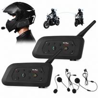 Motociklo komunikatorius V6 Plus, 2 vnt., Bluetooth 5.1, tinka 6 asmenims, USB-C