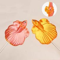 Fighting Fish Toys Long Pole Teasing Fish Stick Colorful Fish Shaped Betta Training Wand Resin Simulation Betta Stick Teaser Toy yellow