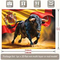Majestic Black Fighting Bull Tapestry Wall Hanging Spanish Bullfighting Art Home Decor Polyester Mural for Sports Fans 100X70CM black