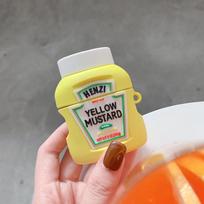 Creative Ketchup AirPods Case Apple Wireless Bluetooth AirPods 1 Silicone Headphone Case ins Airpods 1/2 generation universal yellow