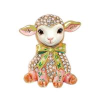 1Pcs Unisex 3-Color Rhinestone Year Of The Goat Animal New Year Party Brooch Pins Cute Toy-Design Sheep Brooches For Women A3 beige