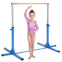 Vaikų fiksuota gimnastikos skersinis - reguliuojamo aukščio gimnastikos skersinis su 13 lygių (92–150 cm) - mėlynas plienas ir buko mediena