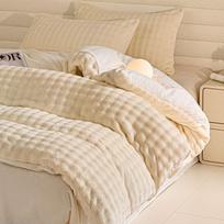2025 m. Naujas žiemos dirbtinio triušio kailio ir pieno aksomo flanelės patalynės komplektas: Sustiprintas, Šiltas, 4 dalių, Su paklode su guma 0.9m Bed Set (3 pcs) - Fits 150x200cm Duvet beige