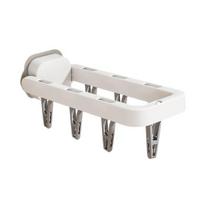 Foldable Laundry Drying Rack with 6 Clips Wall Mount Suction Cup Sock Hanger Space Saving Clothes Organizer for Socks Undergarments Towels balta