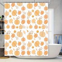 Vibrant Autumn Pumpkin Shower Curtain: Warm Fall-Themed Bathroom Decor For Home Kitchen, Perfect Gift For Thanksgiving Or Hallow W60H190(CM)-1 Pcs beige