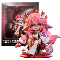 16CM Anime Game Genshin Yae Miko Figure Q version cute model toy gift collection Action Figure PVC Doll With box pink