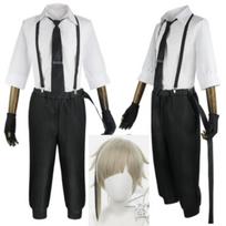 Nikolai Gogol Cosplay Kostiumas Anime Bungou BSD 4 Sezonas Nikolai Cosplay Apsiaustas Chalatas Vienoda Kostiumas Perukas Helovinas XL balta