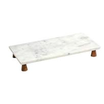 Natūralaus marmuro medžio kojų padėklas Kavos užkandžių padėklas Aromaterapijos kosmetikos laikymo padėklas 20 30 5.2cm white