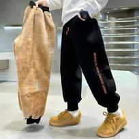 Boys' Winter Plus Velvet Thickened Sports Pants, Big Children's Lamb Velvet Warm Trousers 170 juoda