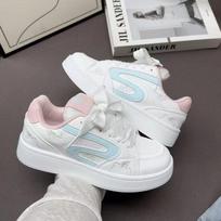 Autumn niche color matching bread shoes round head lace-up versatile casual shoes classic retro student sports shoes 35 white